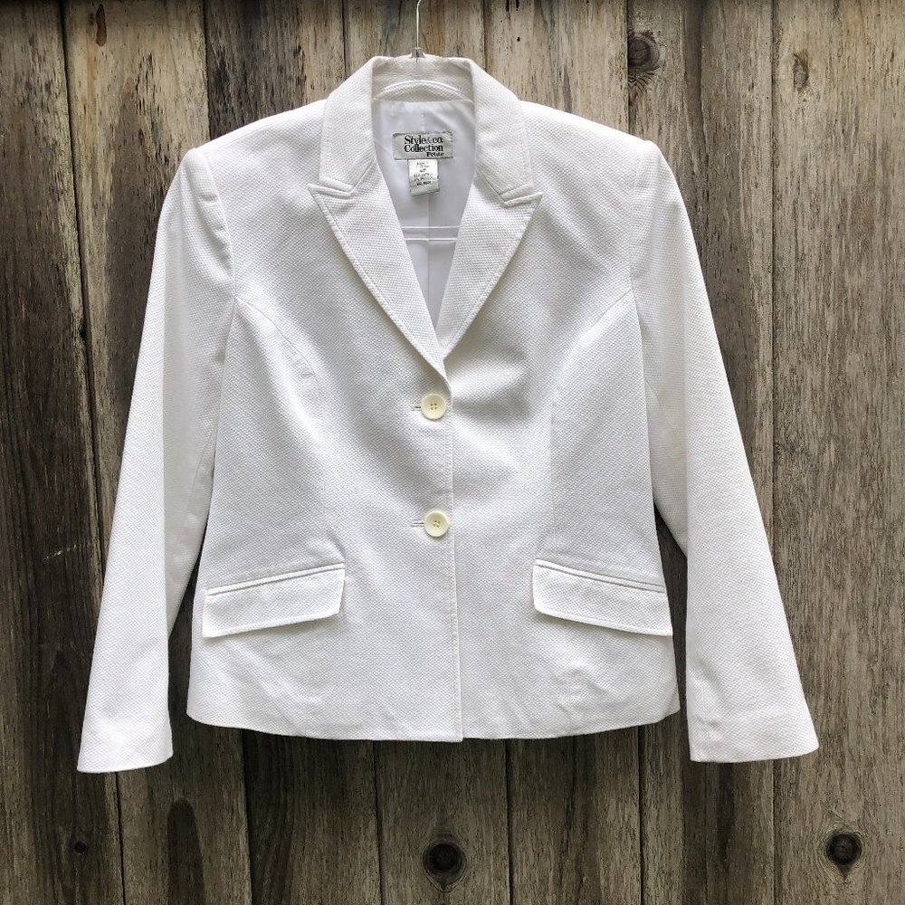 Style & Co Vintage White 90s Suit Jacket